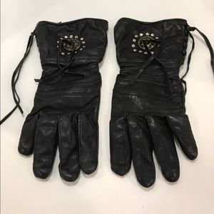 Ladies Leather Gauntlet Motorcycle Riding Gloves
